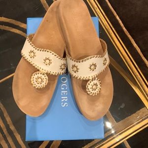 Jack Rogers white/gold Comfort Sandals (sole similar to Birkenstock) size 11.